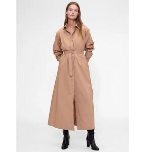 NWT GapStudio Zac Posen Poplin Maxi Dress Tannery Brown XXS (fits XS)